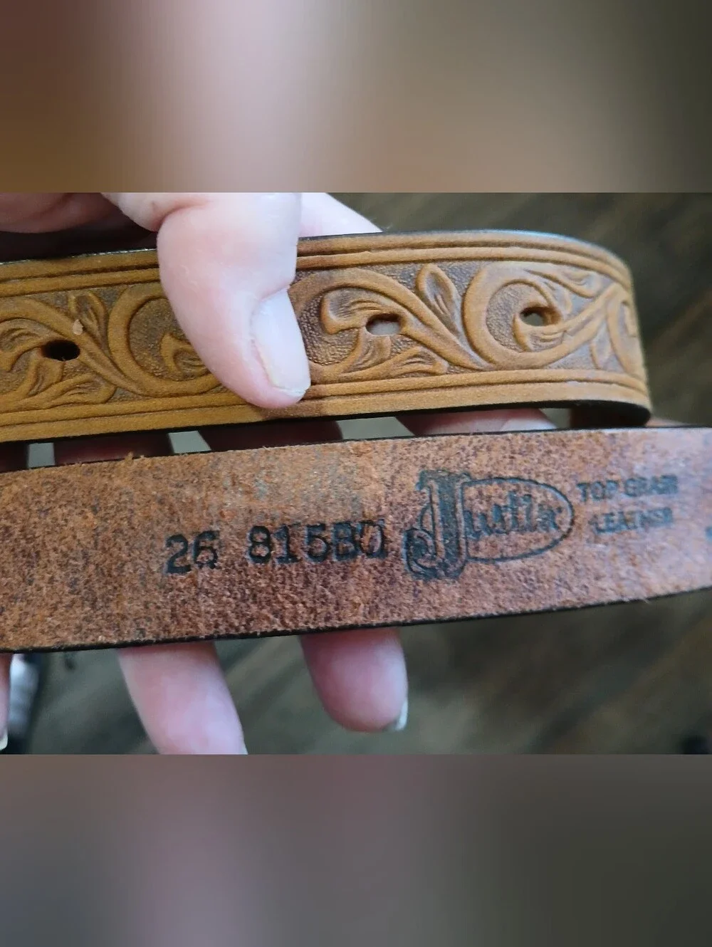 Justin Girls Aged Bark Western Scroll Trophy Belt 815BD